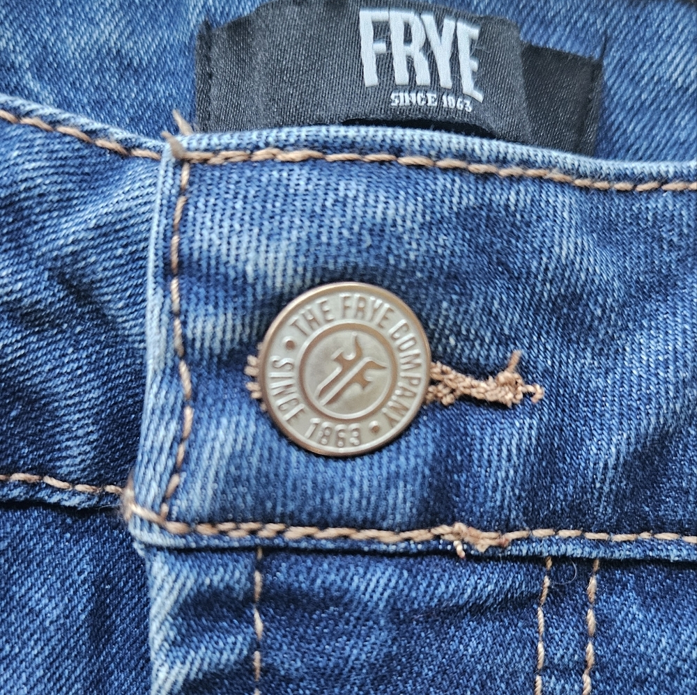 FRYE Womens High Rise Straight Leg Cuffed Crop Blue Jeans Size 8/29 - Picture 6 of 10